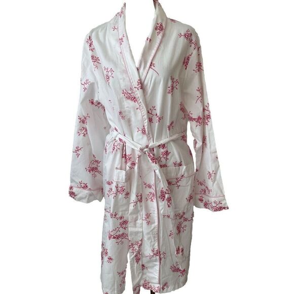$94 Petite Plume English Rose Floral Cotton Robe Size Large (12-14) - Picture 4 of 6